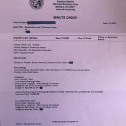 Sweet Harmony Child Care - Sweet Harmony Childcare wins judgement in Defamation suit.
