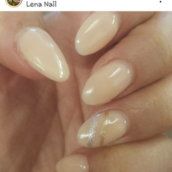 Lena Nails - Nude with design - Nail Salons Near Me - San Diego, California