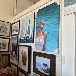 New & Vintage Art. Vintage Oil Paintings, acrylic & Watercolors. Lots of frames, artist easels, paint brushes
