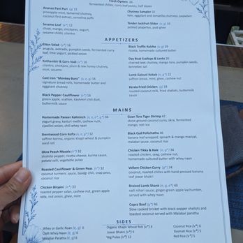Ettan - Food Menu August 2026 - Indian Near Me - Palo Alto, California