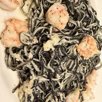 Fritto Misto - Black and White Spaghettini with Garlic Shrimp - Italian Near Me - Santa Monica, California