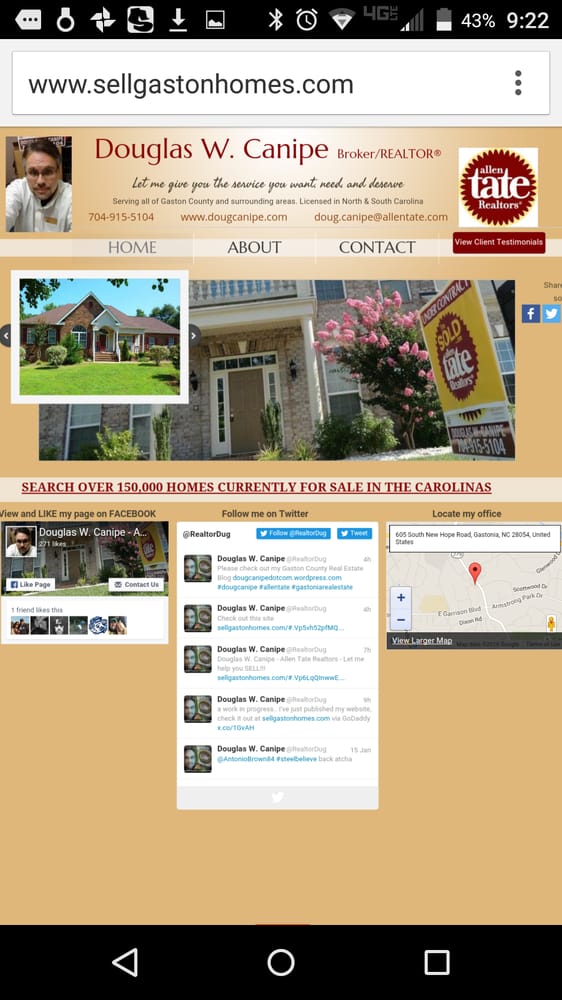 DOUGLAS W CANIPE BROKER/REALTOR WITH ALLEN TATE 605 S New Hope Rd, Gastonia, North Carolina