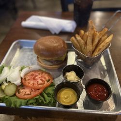 The Skybox Grill - Skybox Steak Burger with fries
