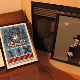 The two on the right were framed by April 7's. Ltd. edition print by Stanley Donwood and Tom Waits piece by an artist off eBay.