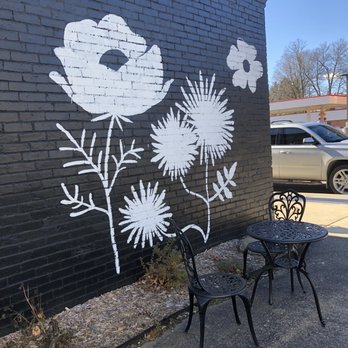 Good Grounds Coffee - Mural on side and seating - Coffee & Tea Near Me - Almont, Michigan