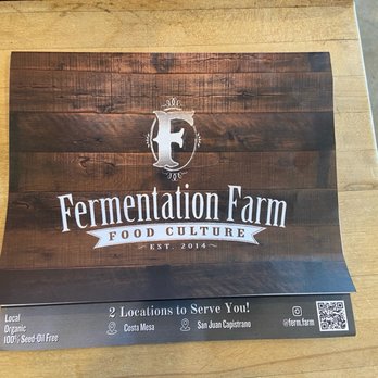 Fermentation Farm - Cute menu - Health Markets Near Me - Costa Mesa, California