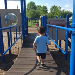 West goshen Community park - My son rolls his eyes when I yell in my Schwarzenegger voice "THE BREEDGE EES OUT!"