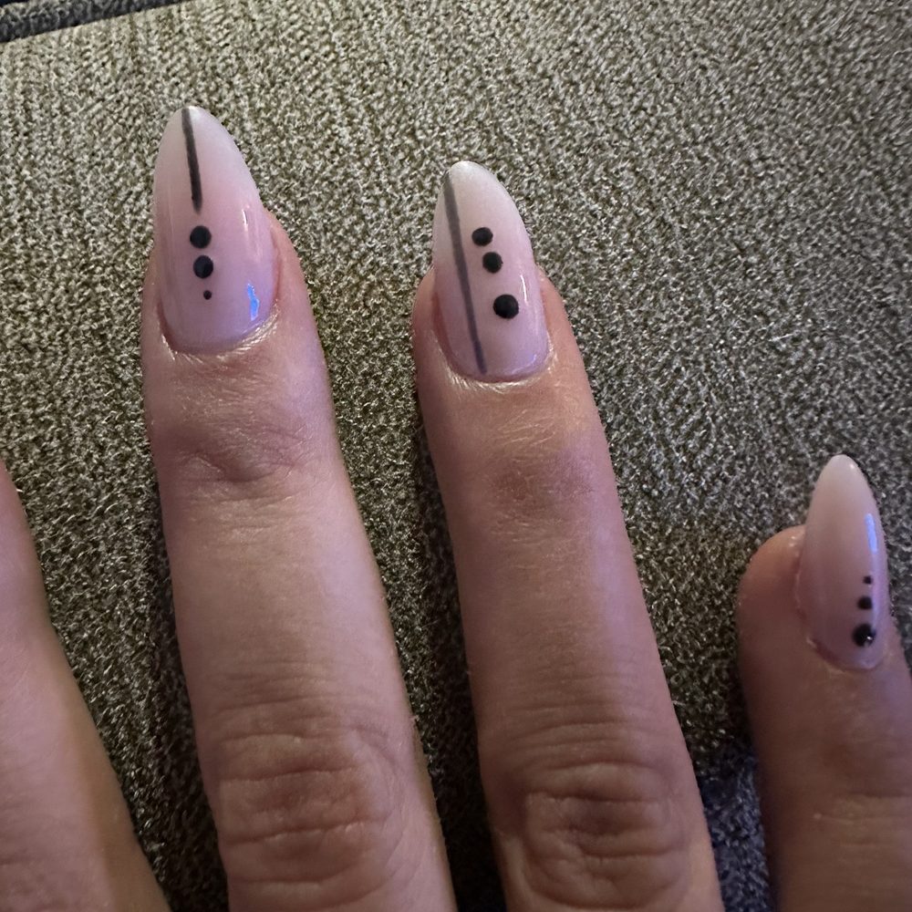 Vipnails29 - My other hand also with crooked dots. It's literally dots with a clear polish. I just wish they tried a little harder - Nail Salons Near Me - Twentynine Palms, California Vipnails29 - My other hand also with crooked dots. It's literally dots with a clear polish. I just wish they tried a little harder - Nail Salons Near Me - Twentynine Palms, California