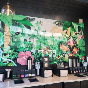 Starbucks - beautiful wall backdrop for the condiments - Coffee & Tea Near Me - Beverly Hills, California