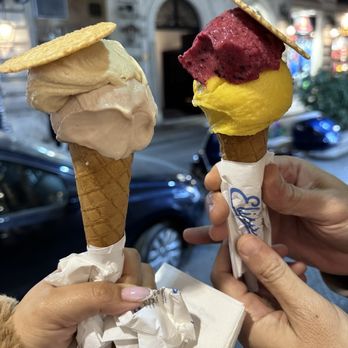 Elisa Gelateria - Tiramisu and Nutella (left) fruit and mango (right) - Gelato Near Me