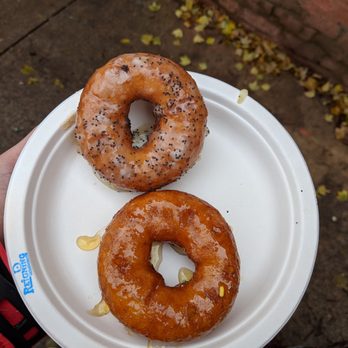 Reigning Doughnuts - Lemon poppyseed (top) and honey glazed (bottom) - Donuts Near Me - Charlotte, North Carolina Reigning Doughnuts - Lemon poppyseed (top) and honey glazed (bottom) - Donuts Near Me - Charlotte, North Carolina