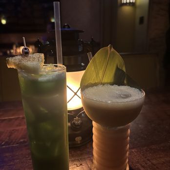Beachbum Berry's Latitude 29 - Pandan Painkiller (Left) and a Pontchartrain Pearl Diver (Right) - Hawaiian Near Me - New Orleans, Louisiana