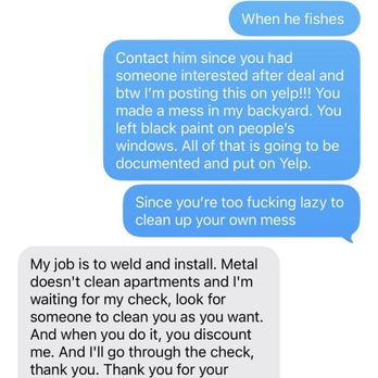 AG Welding - A text to the contractor telling him he damaged my property and giving him an opportunity to make it right - Metal Fabricators Near Me AG Welding - A text to the contractor telling him he damaged my property and giving him an opportunity to make it right - Metal Fabricators Near Me