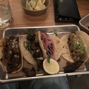 Bartaco - Mojo pork taco, chorizo chicken taco, Brussel sprout taco, and steak taco. - Mexican Near Me - Tampa, Florida Bartaco - Mojo pork taco, chorizo chicken taco, Brussel sprout taco, and steak taco. - Mexican Near Me - Tampa, Florida