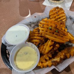 Dylan's Bar and Grill - Lattice fries, salt and pepper rub with queso and ranch!