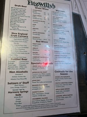 Menu photo 2 Fitzwilly's Restaurant Northampton, MA