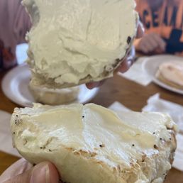 Everything bagel with cream cheese Everything bagel with cream cheese