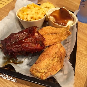 The Cozzy Corner - Two Meat Plate ($11.99) - Baby Back Ribs, Cajun Catfish, Mac n cheese, and mashed potatoes. - Soul Food Near Me - Appleton, Wisconsin The Cozzy Corner - Two Meat Plate ($11.99) - Baby Back Ribs, Cajun Catfish, Mac n cheese, and mashed potatoes. - Soul Food Near Me - Appleton, Wisconsin