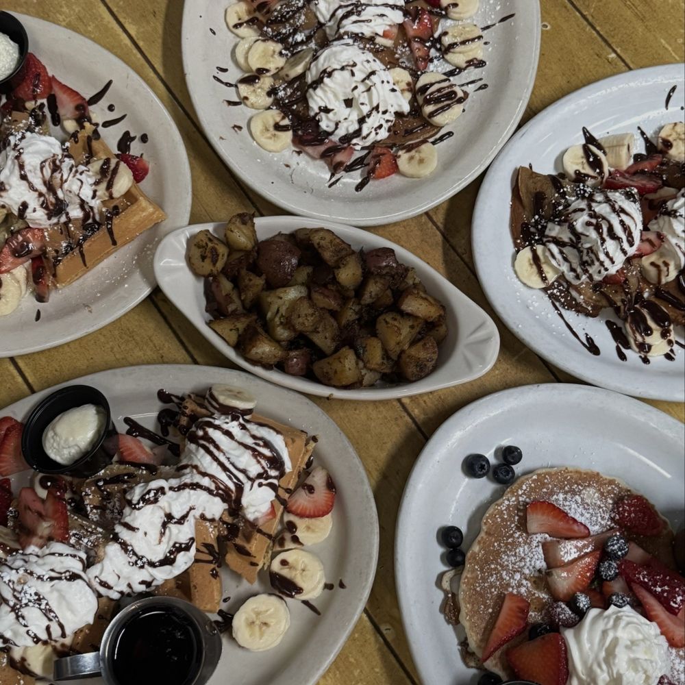 Nutella waffle, nutella crepe, mixed berry pancake, side of country potatoes Nutella waffle, nutella crepe, mixed berry pancake, side of country potatoes