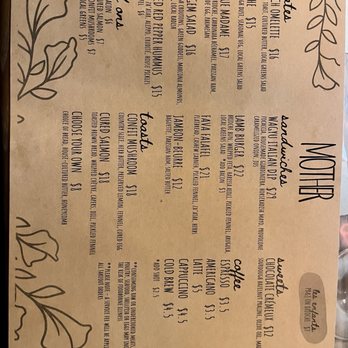 Mother - Menu - Cafes Near Me - Asheville, North Carolina Mother - Menu - Cafes Near Me - Asheville, North Carolina