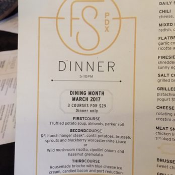Fireside - Portland Dining Month menu - New American Near Me - Portland, Oregon