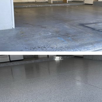 MyFloorCoat - Before & After (light grey flake) - Flooring Near Me MyFloorCoat - Before & After (light grey flake) - Flooring Near Me