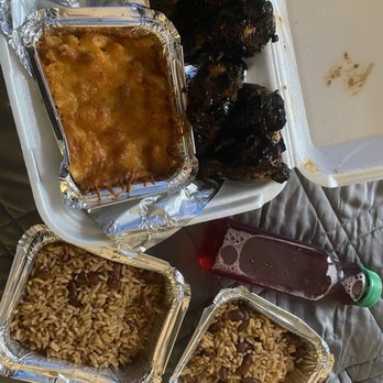 Vybez Kitchen - Jamaican Monday! Jamaican jerk wings, seafood Mac and rice & beans. - Caribbean Near Me - Greensboro, North Carolina