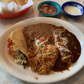 Chuy's - Taco Enchilada combo with beans and rice - Tex-Mex Near Me - Knoxville, Tennessee