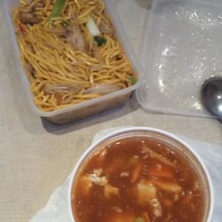 Golden Bowl - Shredded Duck Chow Mein and Hot and Sour Soup