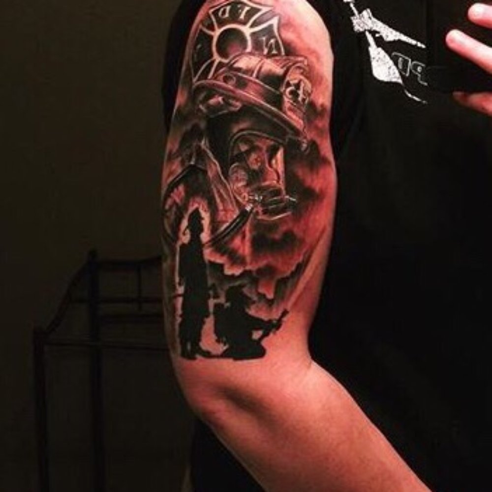Deja Vu - Awesome firefighter tribute tattoo! - Tattoo Near Me - Winston Salem, North Carolina Deja Vu - Awesome firefighter tribute tattoo! - Tattoo Near Me - Winston Salem, North Carolina