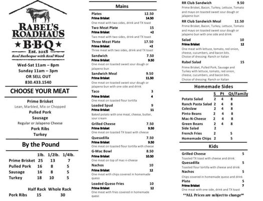 Menu photo 5 Rabel’s Roadhaus BBQ La Vernia, TX