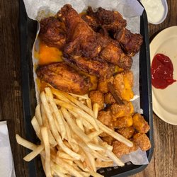 B.B. Perrins Sports Grille - This is a 10 wing "entree costs over 22.00.  Skip it...