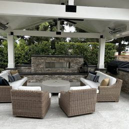 Paulino's crew built the fireplace, barbecue island and tiled patio Paulino's crew built the fireplace, barbecue island and tiled patio