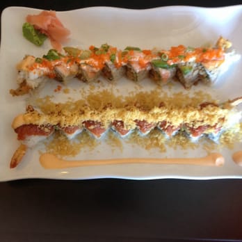 Hanabi Sushi - Bottom is Hot Night and top is R&B Roll. - Japanese Near Me - Concord, California Hanabi Sushi - Bottom is Hot Night and top is R&B Roll. - Japanese Near Me - Concord, California