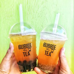 Bubble the Tea - Pinapple tea and boba on the left. Peach tea and chia seeds on the right