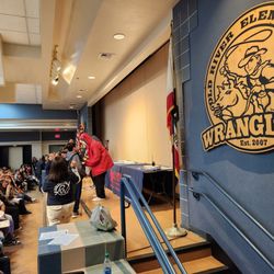 Old River Elementary School - Awards assembly. Kids were able to pie teachers in the face