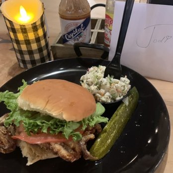 The Apple House - Soft shelled crab sandwich with Cole slaw and a pickle. So good. - American Near Me - Linden, Virginia The Apple House - Soft shelled crab sandwich with Cole slaw and a pickle. So good. - American Near Me - Linden, Virginia