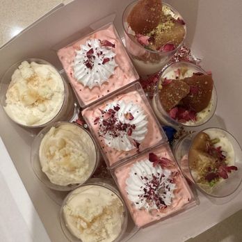 Sugary Delights - Diwali Celebration Box '23 including: Malai Barfi Caramel Shots, Gulab Jamun Rabri, Rose Falooda Mousse - Desserts Near Me Sugary Delights - Diwali Celebration Box '23 including: Malai Barfi Caramel Shots, Gulab Jamun Rabri, Rose Falooda Mousse - Desserts Near Me