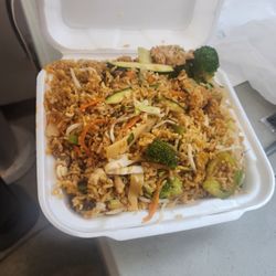 New Wok Express - Combination Fried Rice with beef, shrimp and chicken.