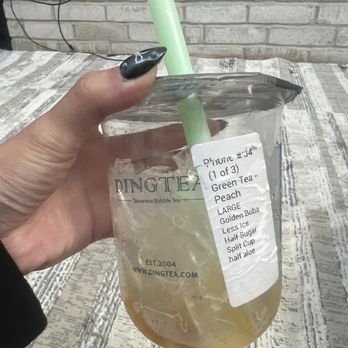 Ding Tea Sugar Land - Peach green tea "less ice" - Bubble Tea Near Me - Sugar Land, Texas Ding Tea Sugar Land - Peach green tea "less ice" - Bubble Tea Near Me - Sugar Land, Texas