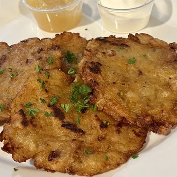 Das Schnitzel Haus - Potato Pancakes with Applesauce and Sour Cream. - German Near Me - Parma, Ohio Das Schnitzel Haus - Potato Pancakes with Applesauce and Sour Cream. - German Near Me - Parma, Ohio