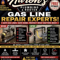 Aaron's Plumbing & Rooter - Gas Line Experts 

Aaron's Plumbing & Rooter specializes in gas line repair, replacement, and installation done safely and professionally.
