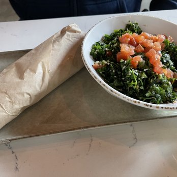 Ammatoli - Chicken Shawarma Wrap (delicious!) with Tabouleh (very tart) - Mediterranean Near Me - Long Beach, California