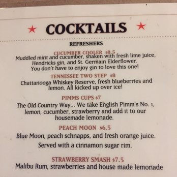 1885 Grill - Cocktails Menu - Seafood Near Me - Chattanooga, Tennessee