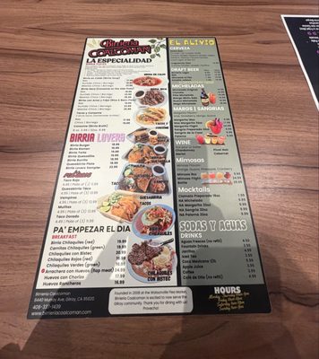 Menu photo 4 Birrieria Coalcoman Gilroy, CA