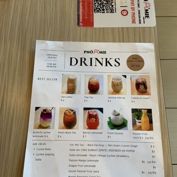Pho A'mie - Drink menu 4.02.23 - Vietnamese Near Me - Fullerton, California