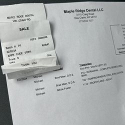 Maple Ridge Dental - Receipt