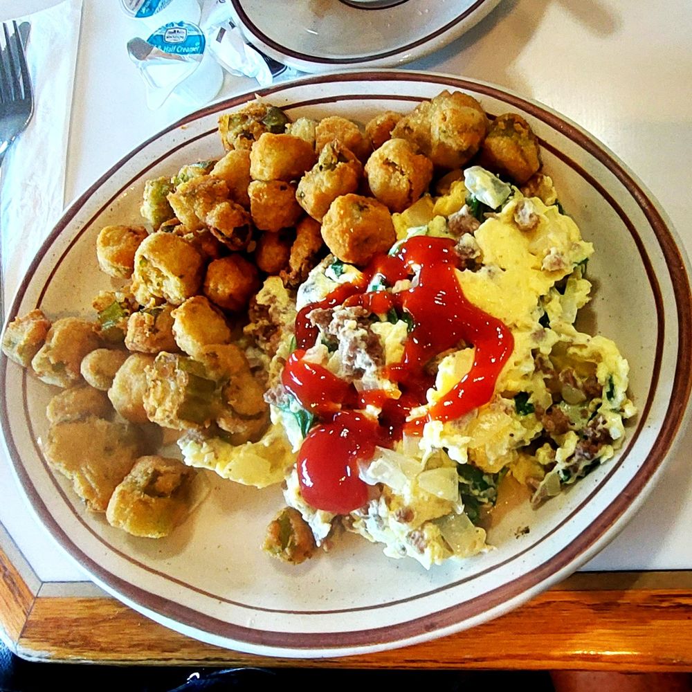 AJ's Cafe & Grill - My wife's Joe's scramble with okra. - Breakfast & Brunch Near Me - Turlock, California