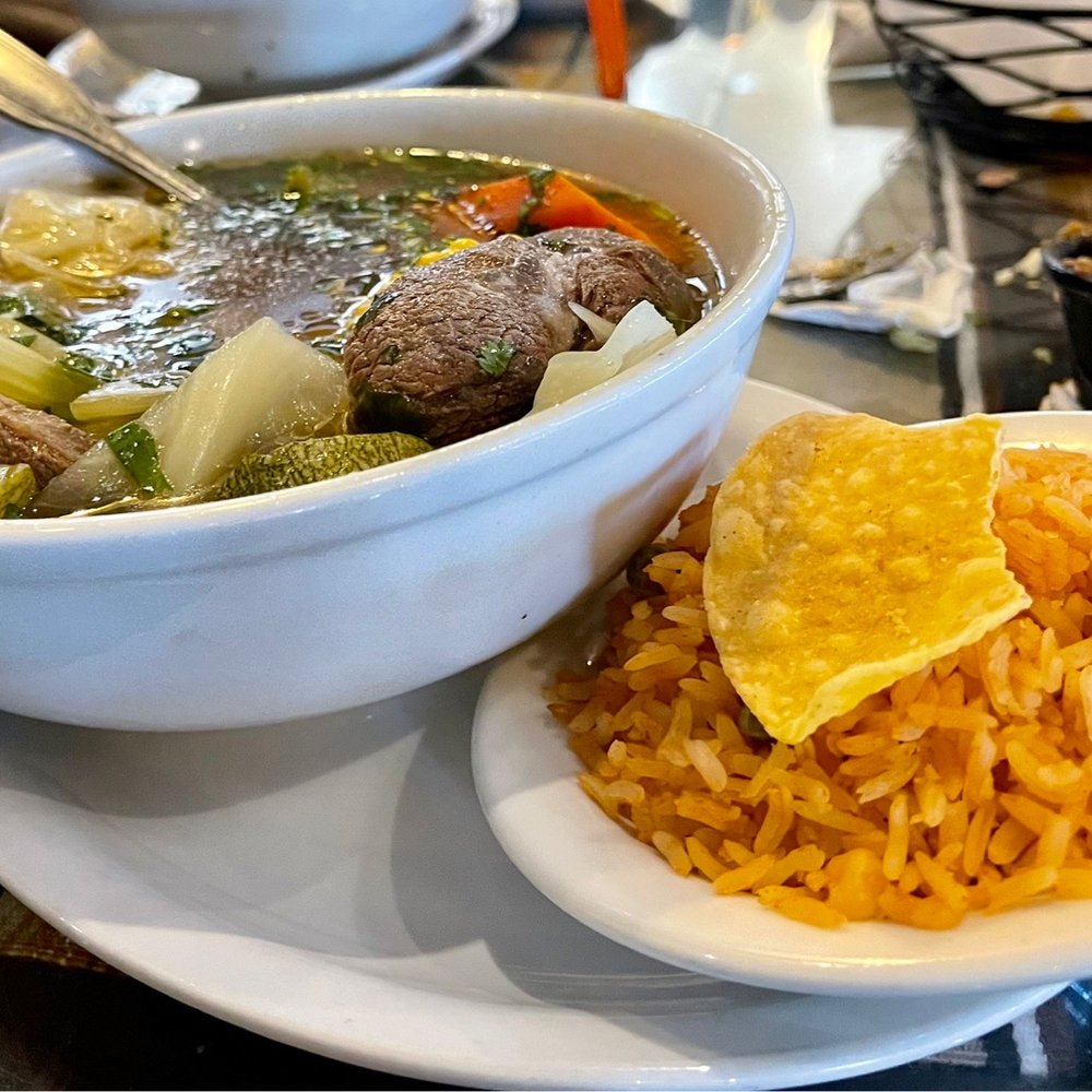 Lindo Mexico Grill & Seafood - Caldo de Res Traditional beef soup plate - Mexican Near Me - Albuquerque, New Mexico