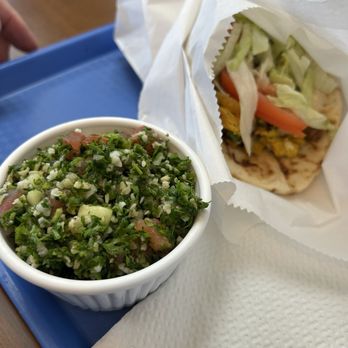 Ali Baba Mediterranean - Tabouli and a chicken Shawarma sandwich - Mediterranean Near Me - Tulsa, Oklahoma